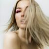 topless woman with blonde hair