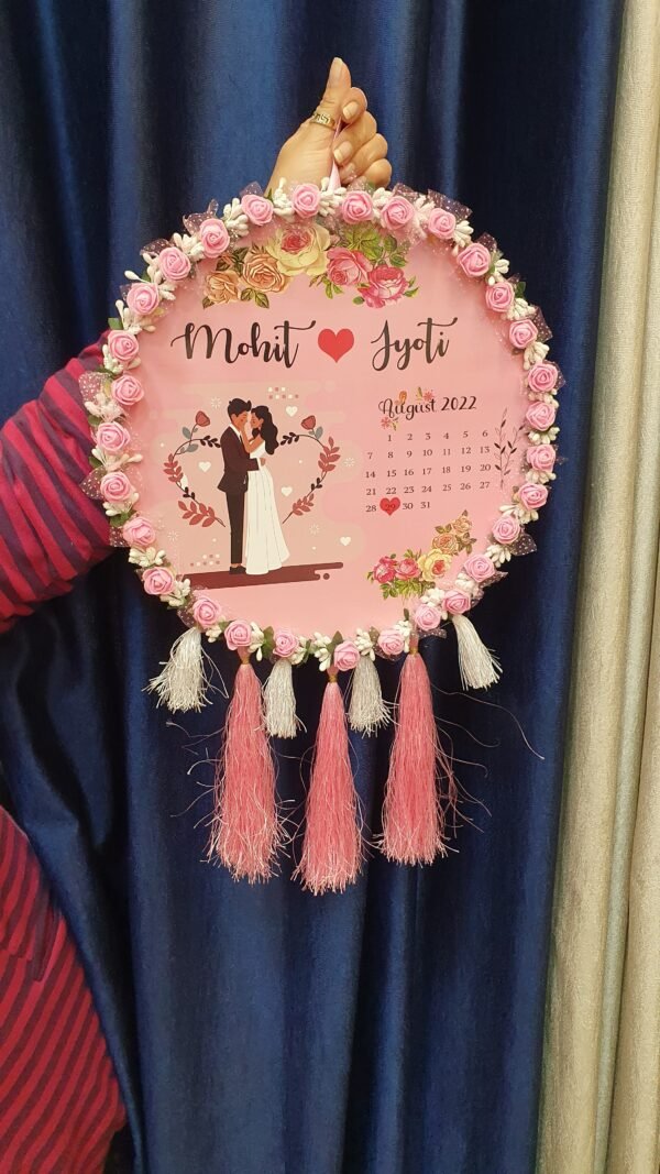 Personalized Wedding Anniversary Wall Hanging – Romantic Floral Design