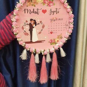 Personalized Wedding Anniversary Wall Hanging – Romantic Floral Design